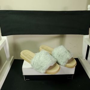 DOLCE VITA Gaia Slipper Size 10, Aqua Faux Fur
